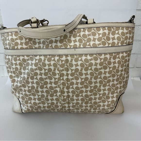 Coach Chelsea Heritage Stripe Diaper Multi-Use Bag Pink Beige Large - Picture 2 of 16